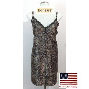 Jolinesse Black And Gold Slip Mini Dress Sz 8/10